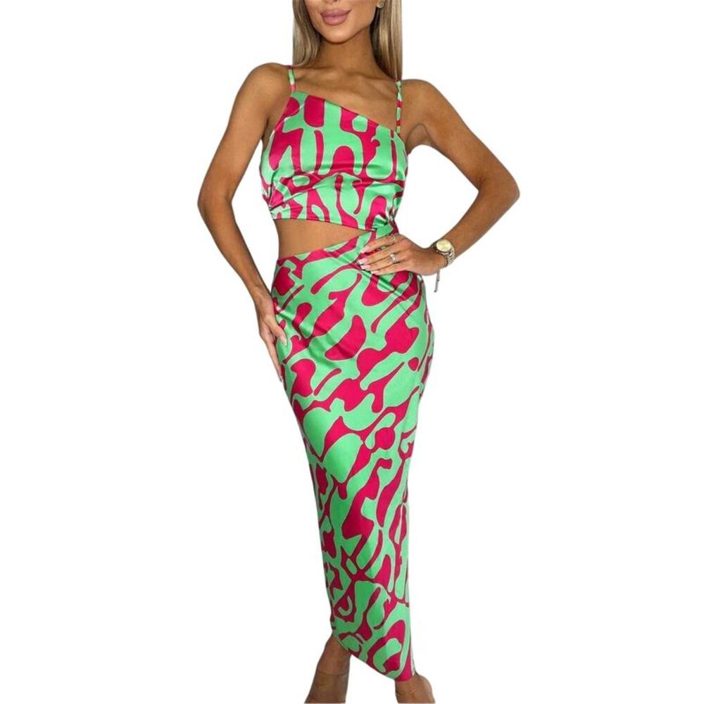 AX Paris Womens/Ladies Abstract Polyester Asymmetric Cut Out Midi Dress / Multic